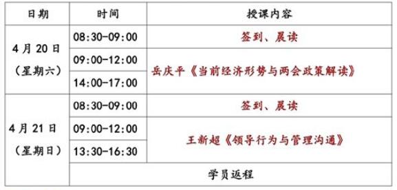 北大企业管理素养研修班4月课表
