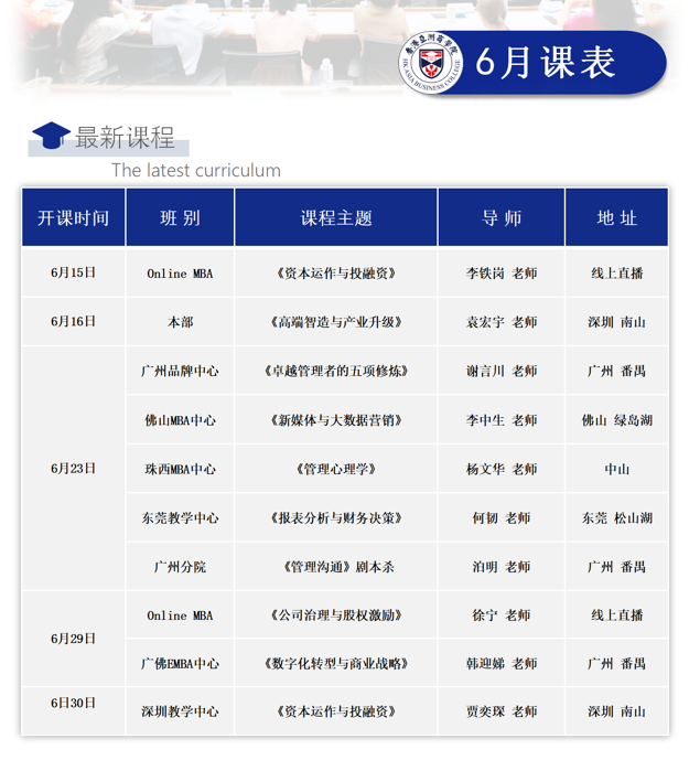香港亚洲商学院2024年6月全国开课安排《管理沟通》剧本杀 泊明 广州 《卓越管理者的五项修炼》 谢言川 广州
