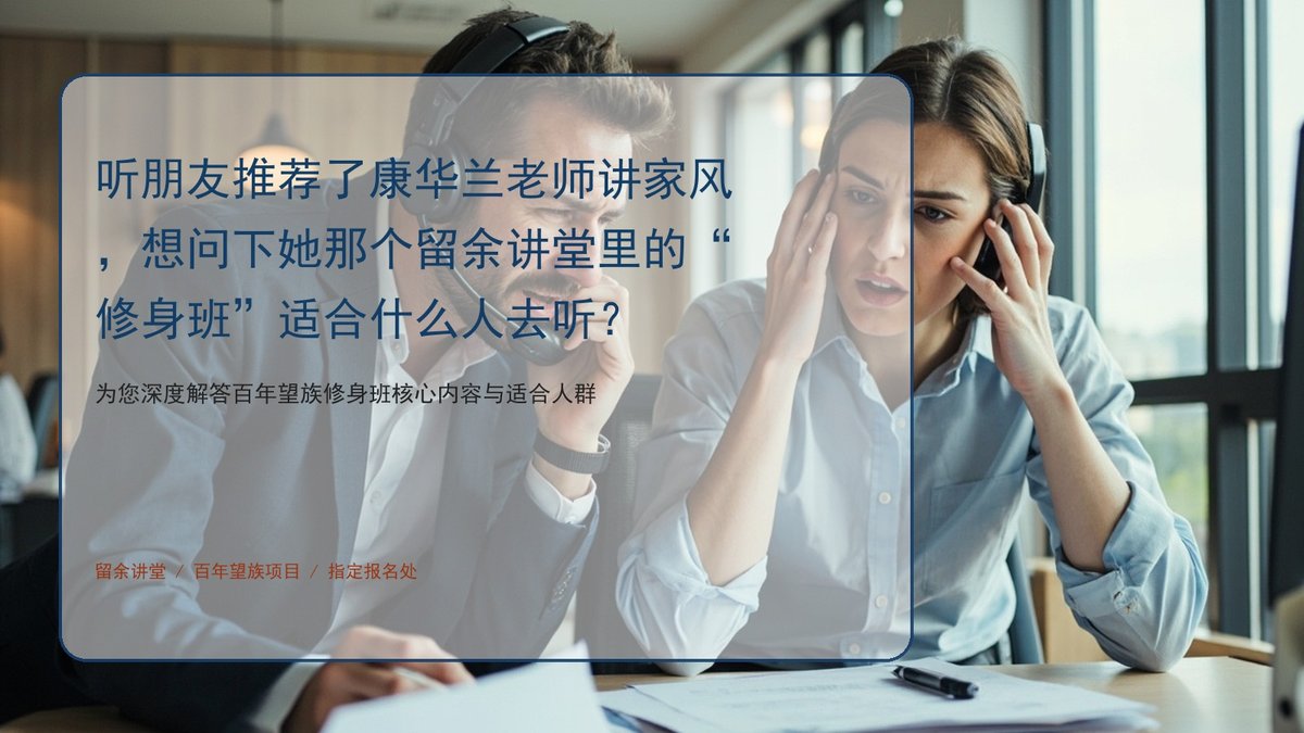 听朋友推荐了康华兰老师讲家风，想问下她那个留余讲堂里的“修身班”适合什么人去听？