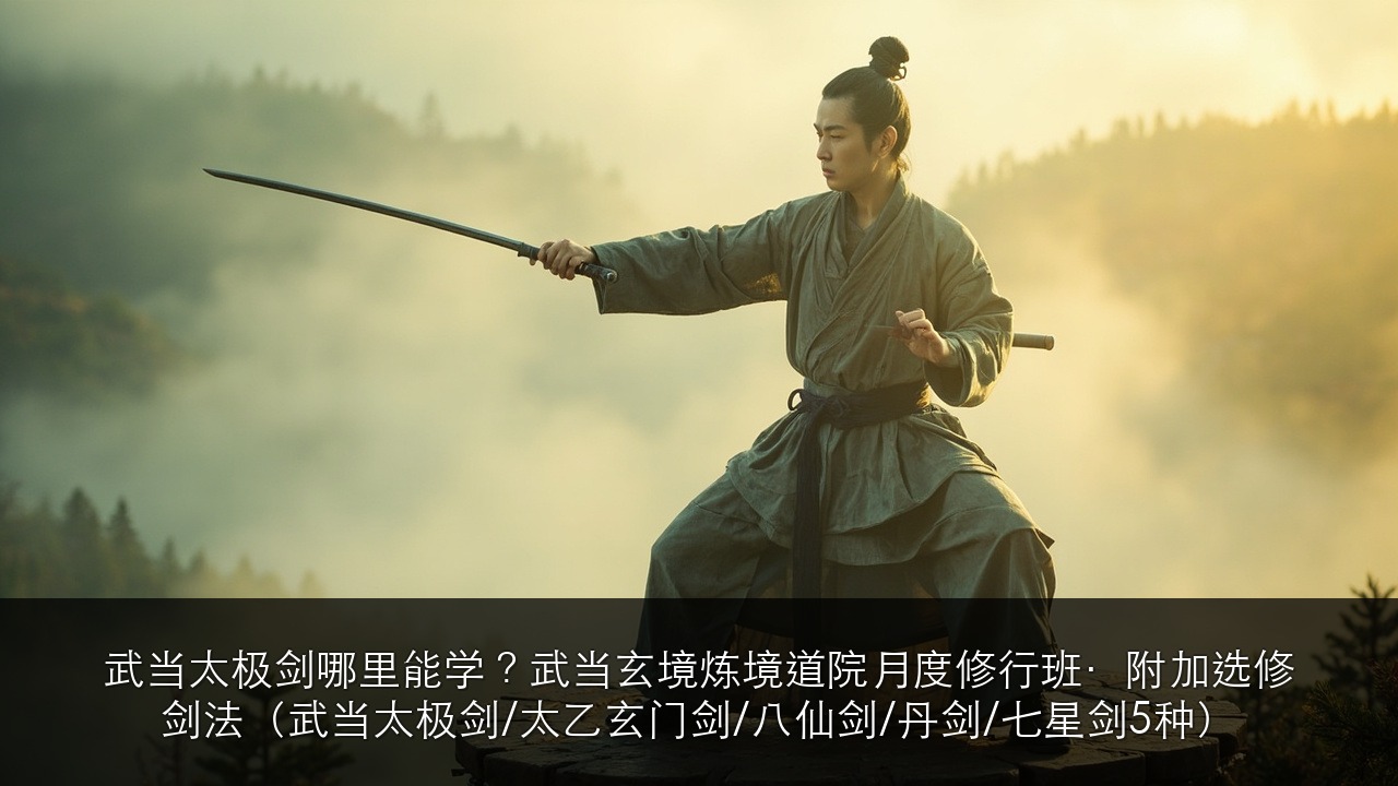 武当太极剑哪里能学？武当玄境炼境道院月度修行班·附加选修剑法（武当太极剑/太乙玄门剑/八仙剑/丹剑/七星剑5种）