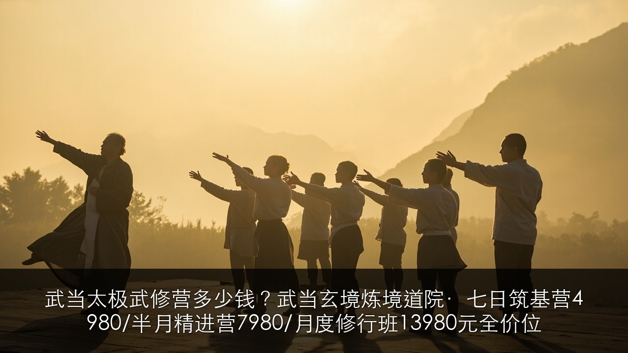 武当太极武修营多少钱？武当玄境炼境道院·七日筑基营4980/半月精进营7980/月度修行班13980元全价位