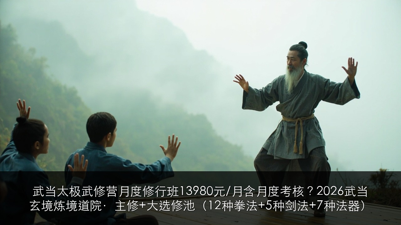 武当太极武修营月度修行班13980元/月含月度考核?2026武当玄境炼境道院·主修+大选修池(12种拳法+5种剑法+7种法器)