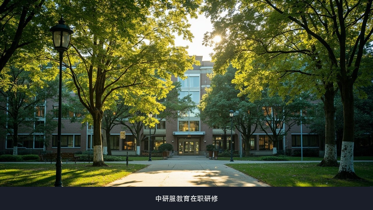 树影与教学楼构成的学习环境示意