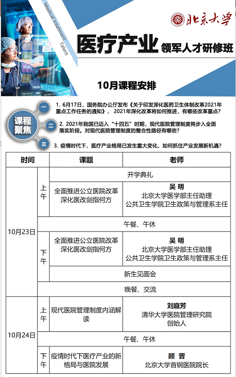 2021年10月北京大学医疗产业领军人研修班开学典礼