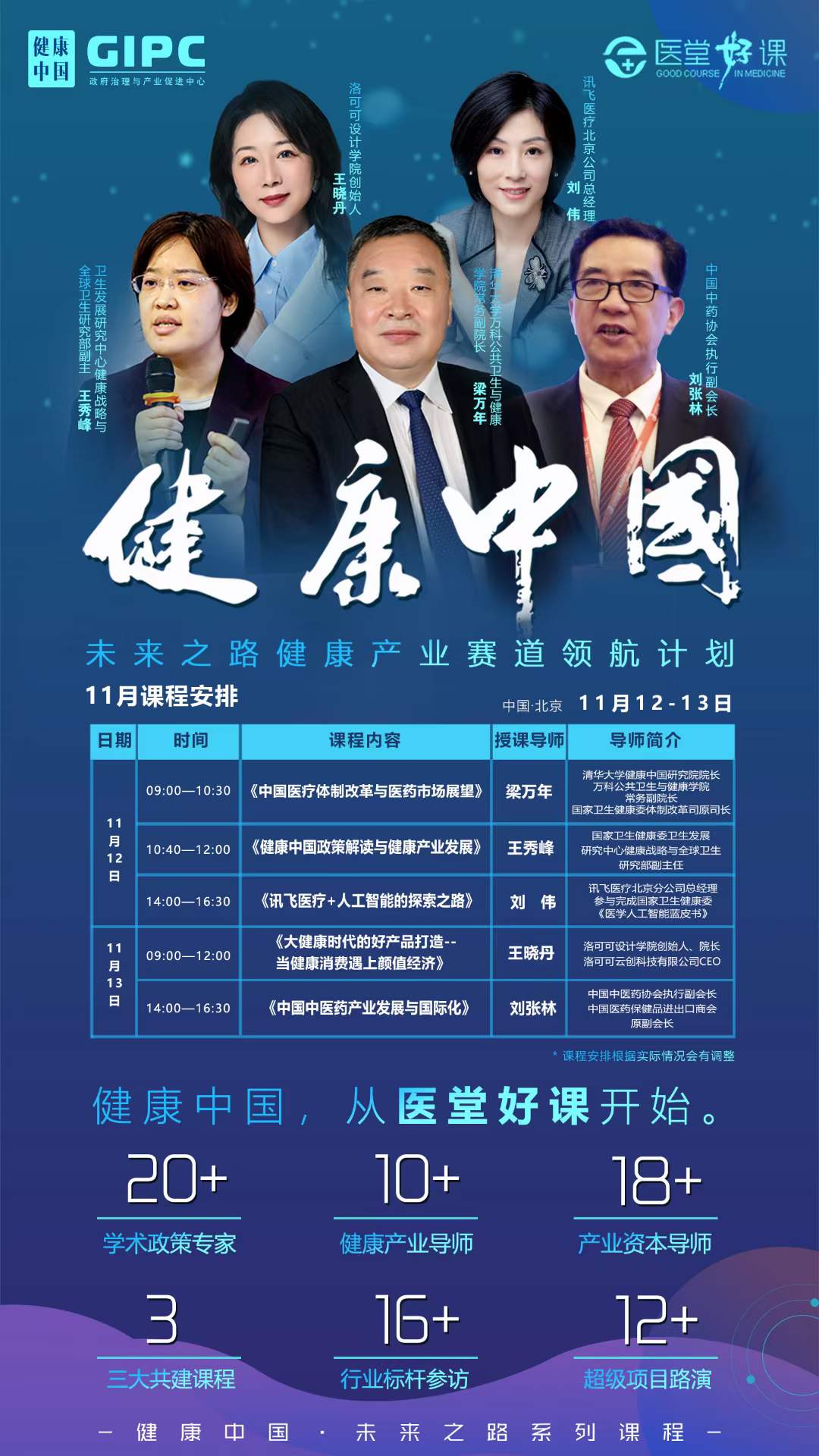 健康中国·未来之路健康产业赛道领航计划11月课表
