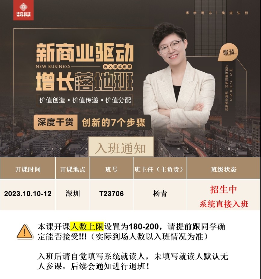 商业驱动增长落地班2023年10月深圳站_张琦