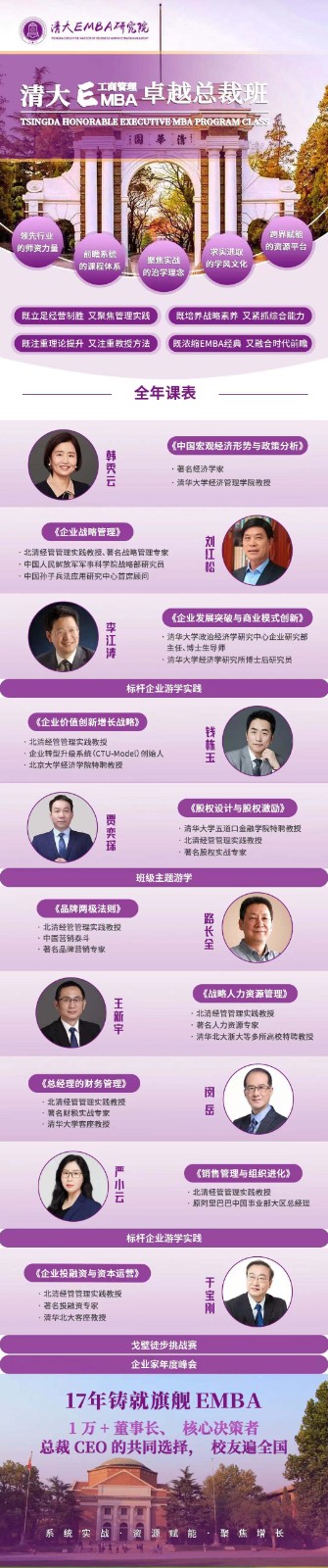 2023年清大emba工商管理卓越总裁班全年课程安排_于宝刚_企业投融资与资本运营