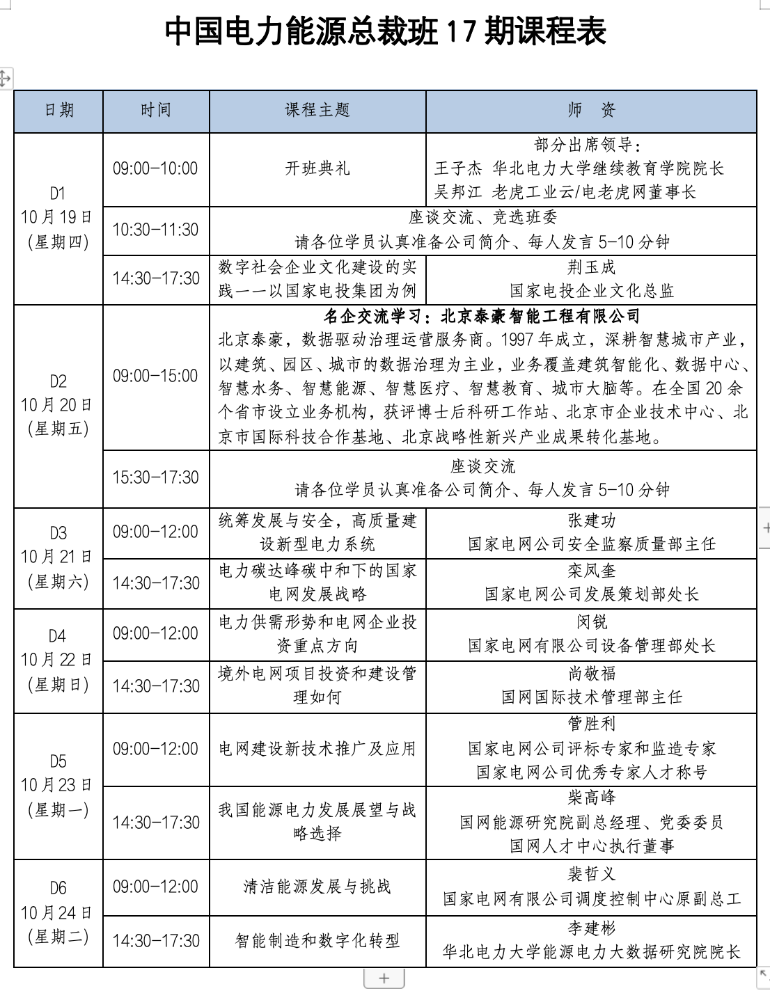 华北电力大学中国电力能源总裁班17期10月19-24日课程内容分享