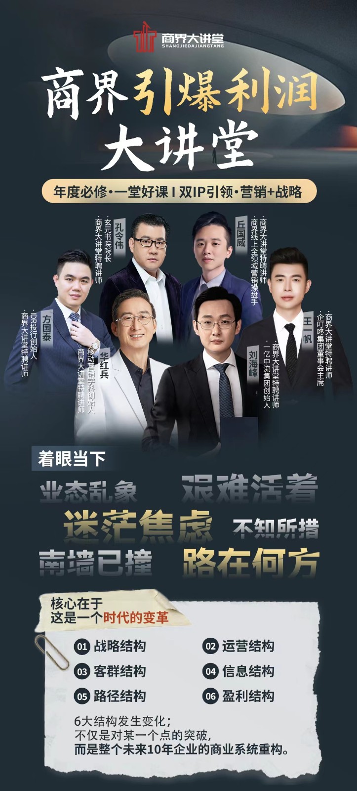 商界大讲堂 商界引爆利润大讲堂5月24-26日深圳班刘海峰高维增长·顺势借力路长全切割营销王一帆丘国威孔令伟华红兵方国泰