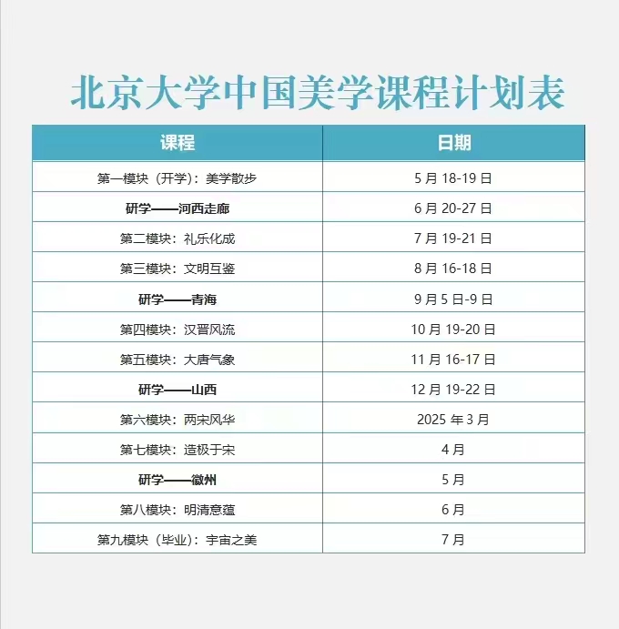 2024北京大学中国美学全年课程计划表