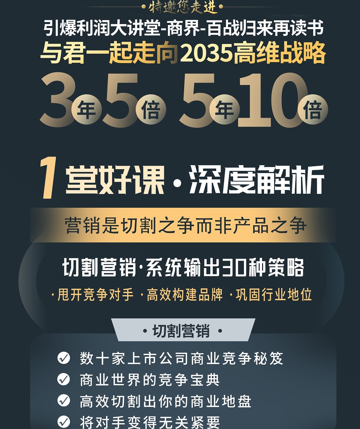 商界引爆利润大讲堂年度必修·一堂好课I双IP引领·营销+战略孔令伟丘国威刘剑贾红建刘海峰路长全。商界资深合作项2024年6月17-19日