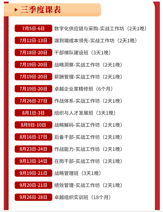 2024年7月5-6日北京华营管理数字化供应链采购实战工作坊课程安排