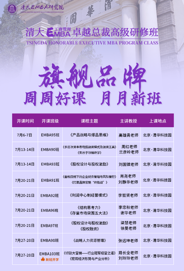 2024年7月13-14日北京北清经管清大EMBA工商管理卓越总裁班课程安排_刘国镔_股权涉及与股权激励