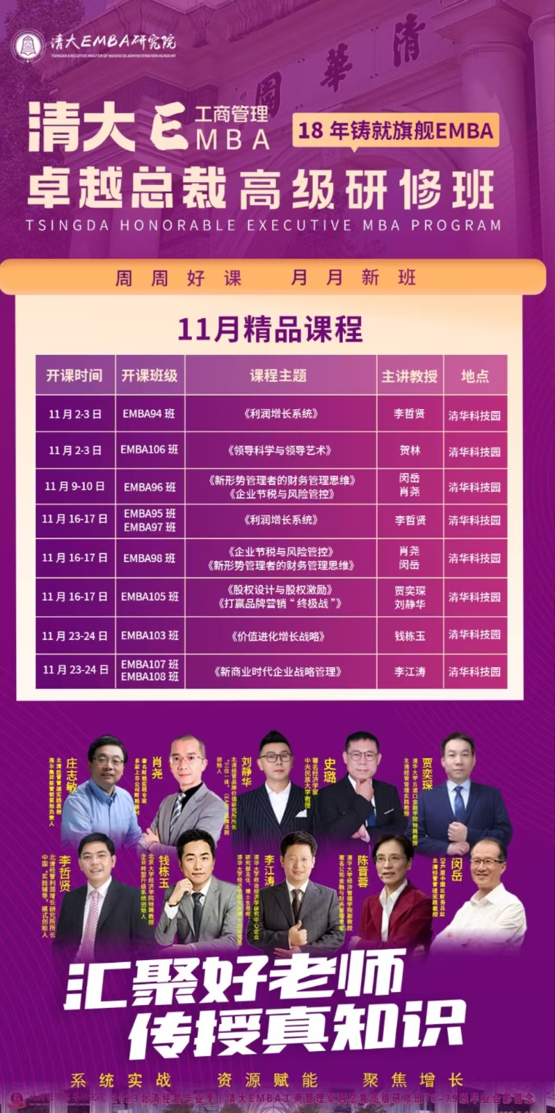 2024年11月16-17日北清经管清大emba工商管理卓越总裁班课程安排_贾奕琛_股权设计与股权激励_刘静华_打赢品牌营销的终极战