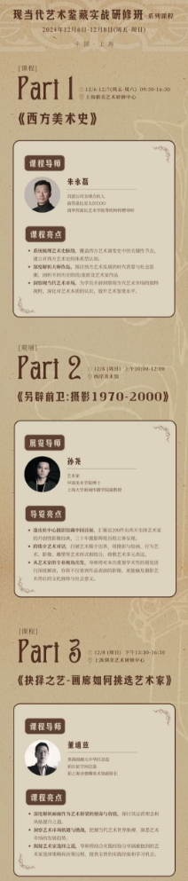 驯美艺术现当代艺术鉴藏实战研修班2024年12月6日-12月8日上海开课安排