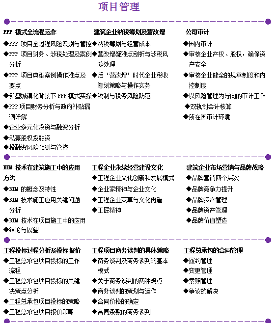 清大高级工商管理(建筑业)研修班