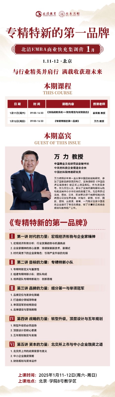 2025年1月11-12日北清教育法税战略系统-财务规范与业财融合_万力_专精特新第一品