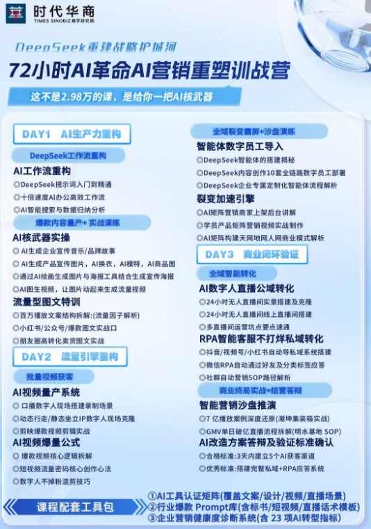 时代华商DeeoSeek重建战略护城河 72小时AI革命AI营销重塑训战营_殷骁五_广州