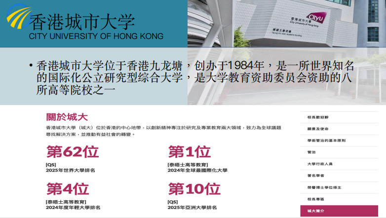 香港城市大学留学项目