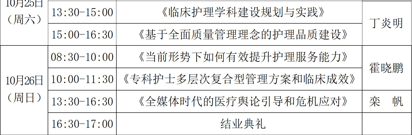 2025年10月22-26日北京协和医学院护理管理研修班2期班_刘华平_护理质量管理与患者安全_孙超_基于系统思维的管理实践_何冰_打造高效执行团队