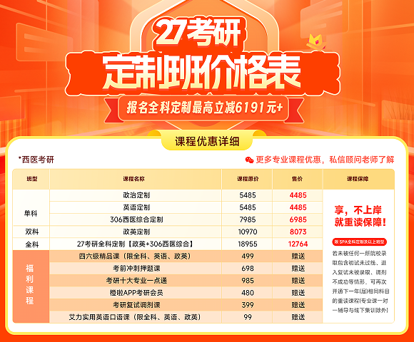 考研早鸟班全科定制(政英+西医专硕)