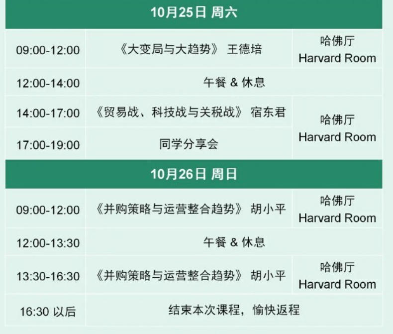 复金汇并购学院并购实操班2025年10月24-26日课表