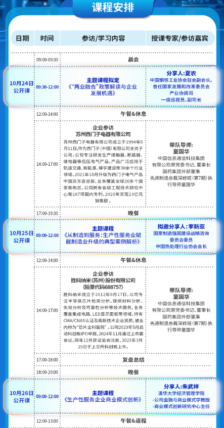 先进制造总裁深修班第7期《生产性服务与商业模式创新》 朱武祥10月24-26日·苏州课程安排