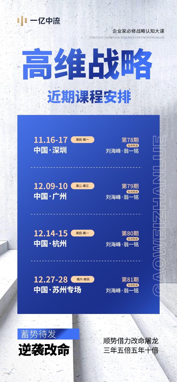 一亿中流企业家必修战略认知大课高维战略课程安排