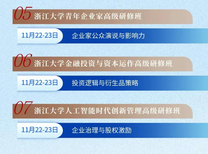2025年11月浙江大学企业家研修班月度课程预告