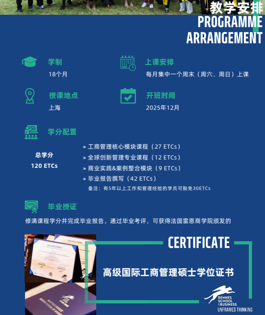法国雷恩商学院高级国际工商管理硕士招生简章