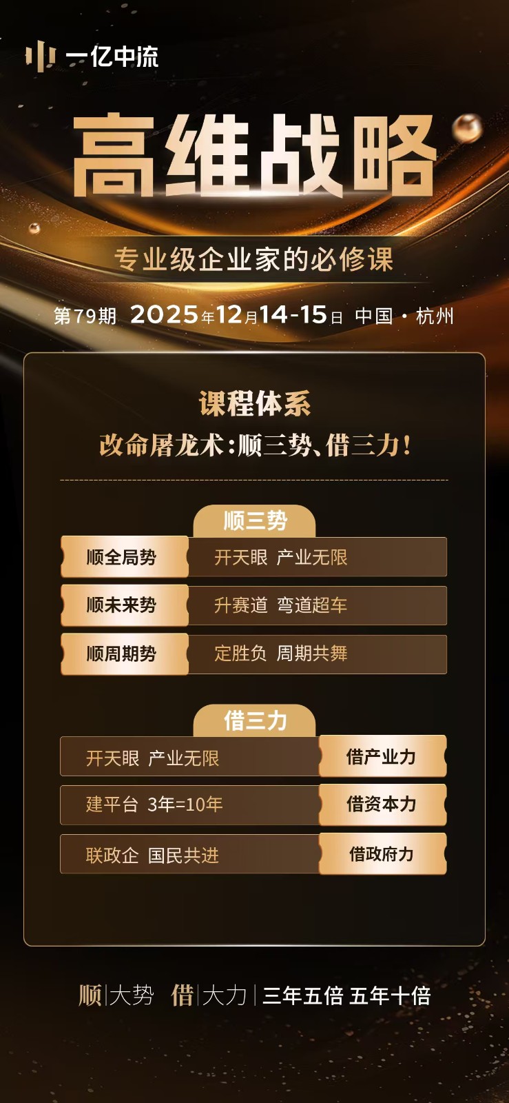 一亿中流刘海峰高维战略第79期2025年12月14-15日中国杭州开课