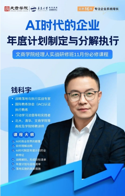 青岛大学文商学院经理人实战研修班11月15-16日钱科宇AI时代的企业 年度计划制定与分解执行