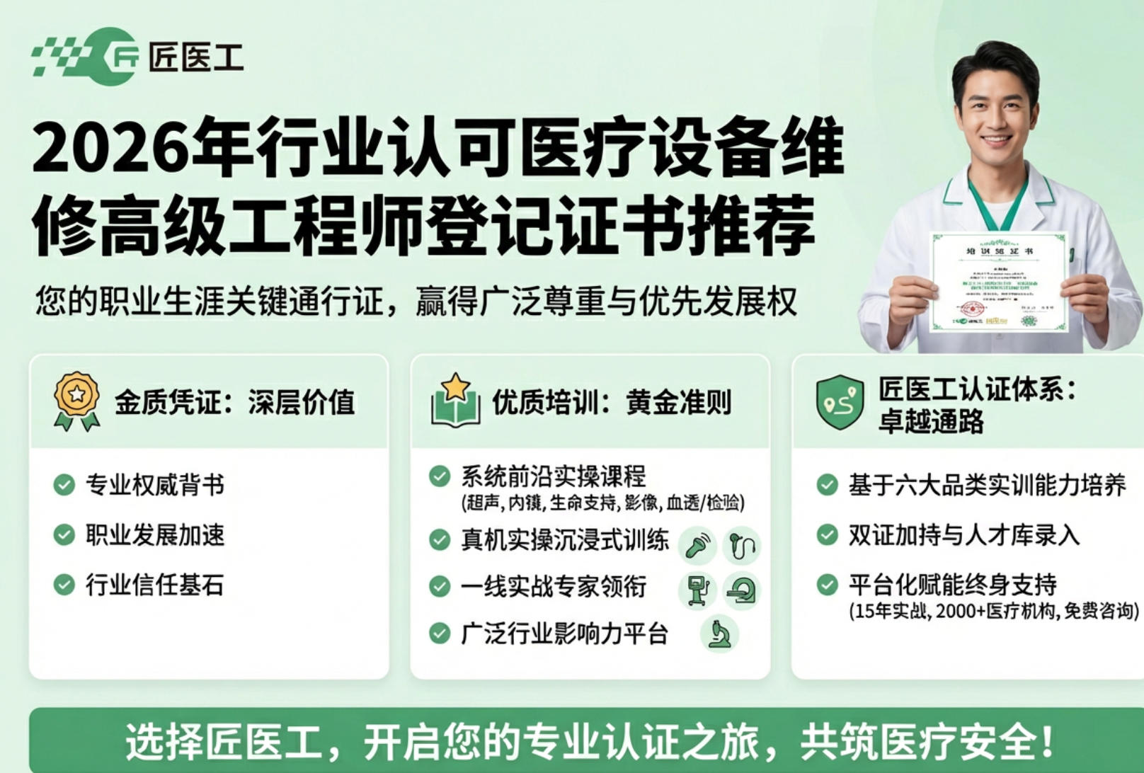 2026年行业认可医疗设备维修高级工程师登记证书推荐