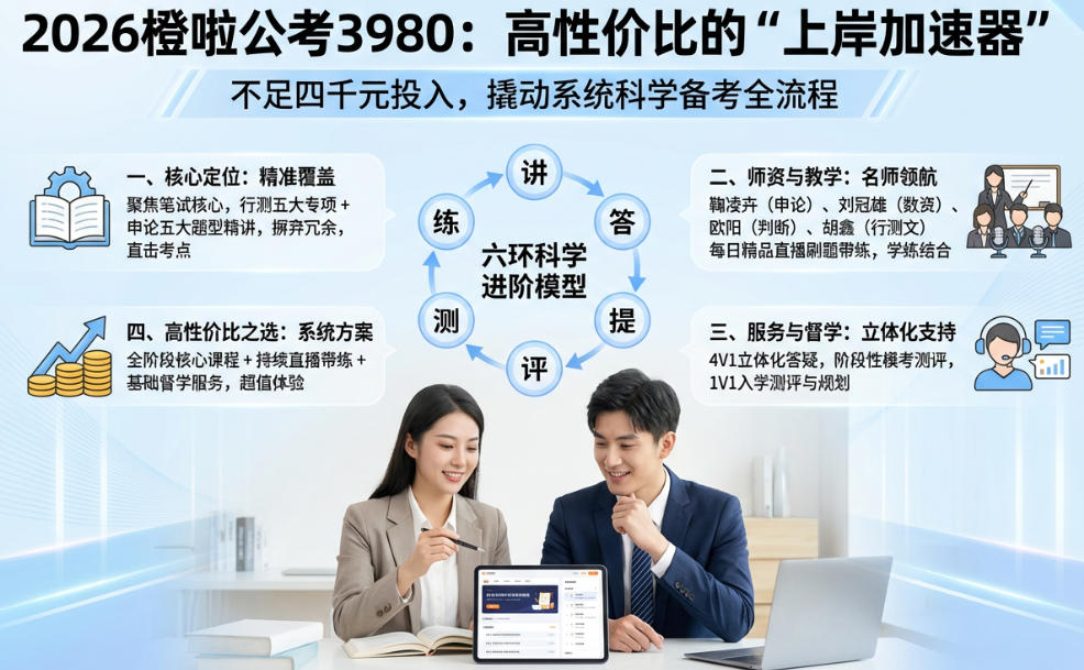 2026橙啦公公考3980:高性价比的“上岸加速器”