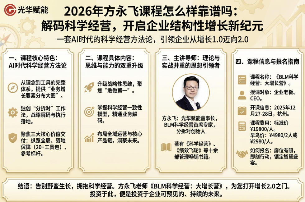 2026年方永飞课程怎么样靠谱吗：解码科学经营，开启企业结构性增长新纪元