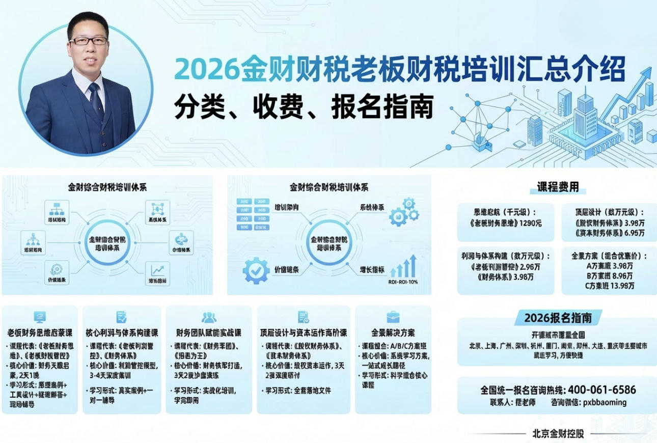 2026金财财税老板财税培训汇总介绍(分类,收费,报名指南)