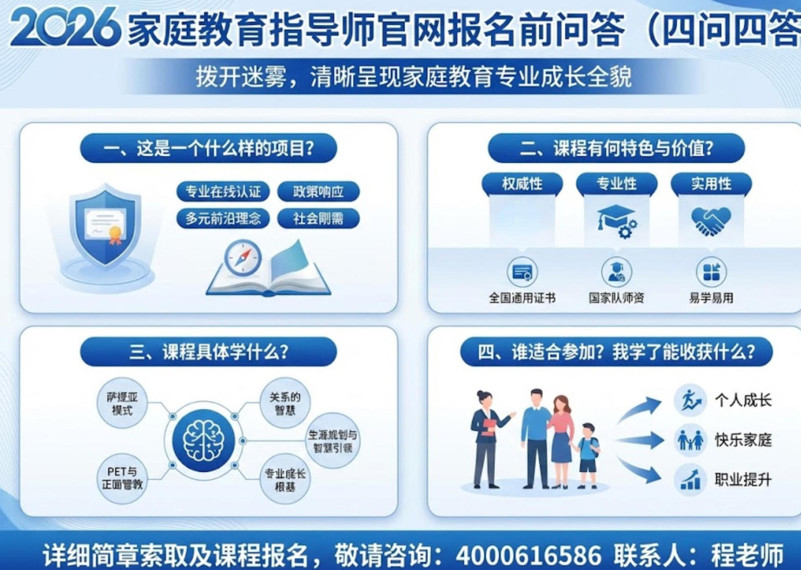 2026家庭教育指导师官网报名前问答（四问四答）
