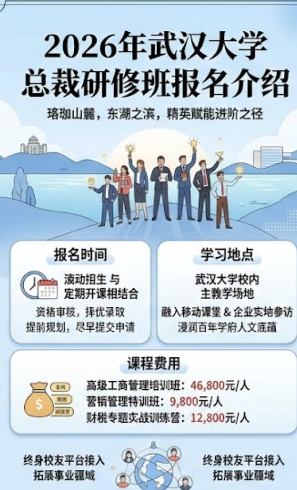 2026年武汉大学总裁研修班报名介绍（报名时间，地点，费用，分类）