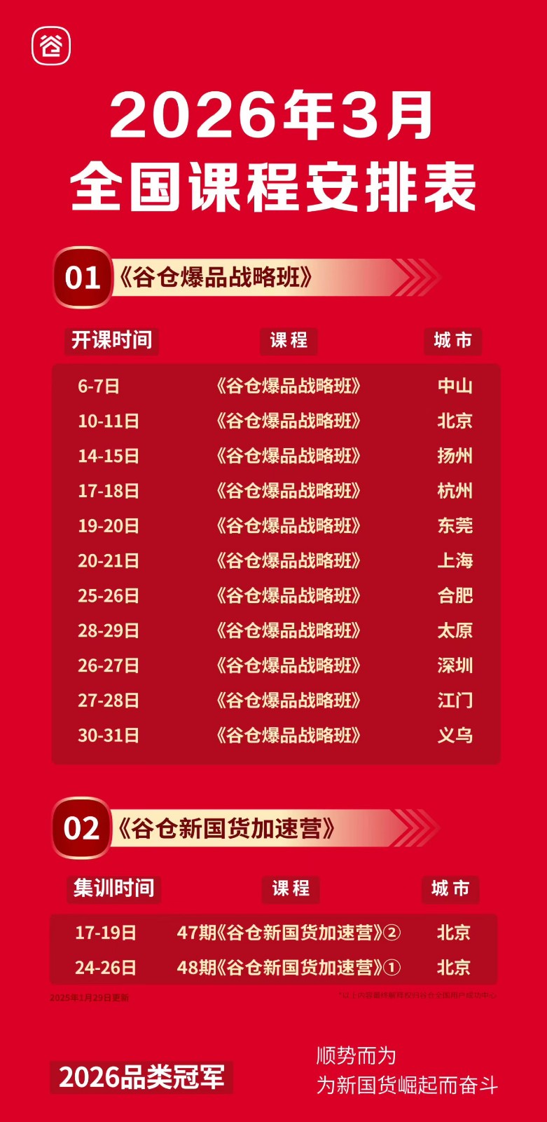 2026年《谷仓爆品战略班》3月开课安排_北京_杭州_合肥_太原_中山_上海_深圳_义乌