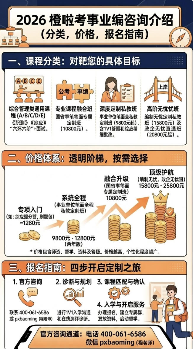 2026橙啦考事业编咨询介绍（分类，价格， 报名指南）