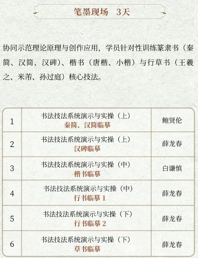 浙江大学书法鉴赏与实践短期研修班（第一期）