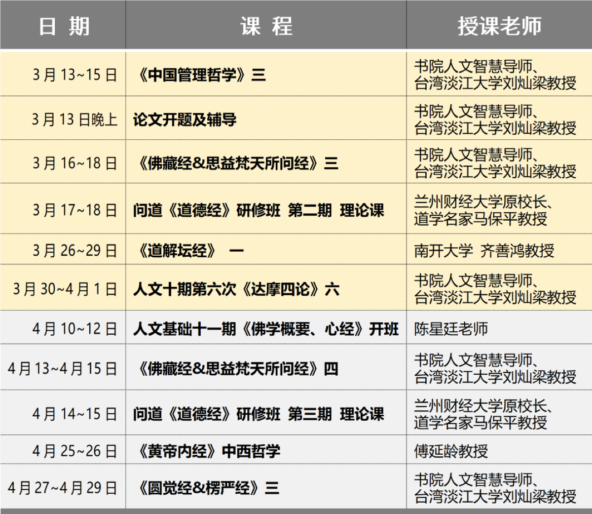 明师课堂预告 | 4月10-12日 陈星廷老师《佛学概要》《心经》《如来藏经》