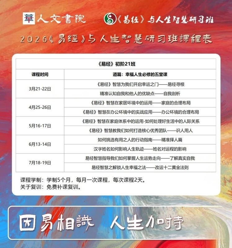 时代华商 | 易经21班开学典礼暨课程预告 | 4月25-26日《易经》智慧在家居&办公环境中的实战应用