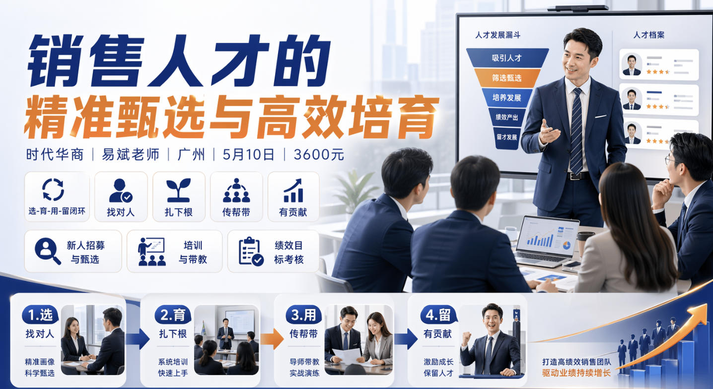 时代华商 | 易斌老师 | 销售人才的精准甄选与高效培育 | 广州 | 5月10日 | 3600元