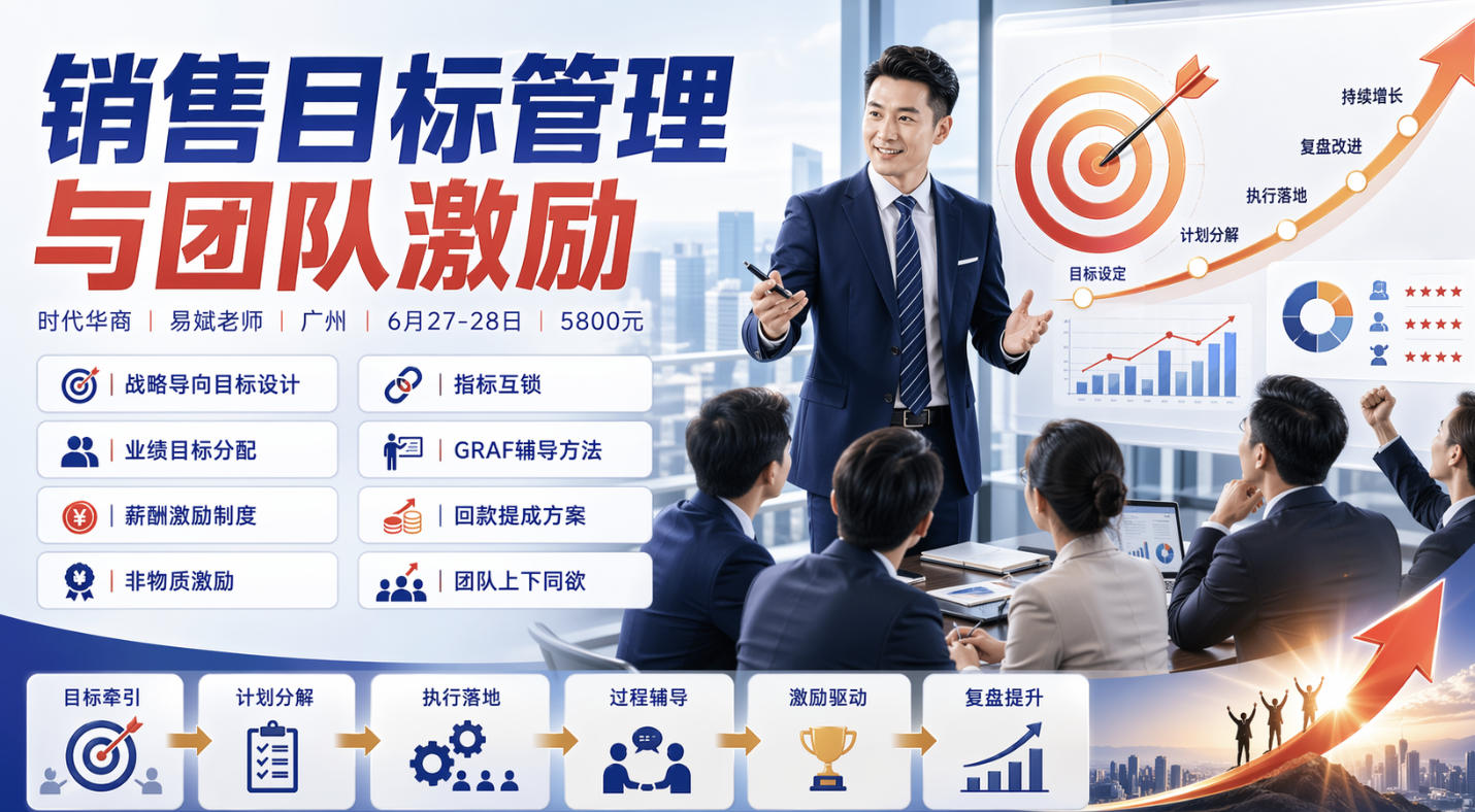 时代华商 | 易斌老师 | 销售目标管理与团队激励 | 广州 | 6月27-28日 | 5800元