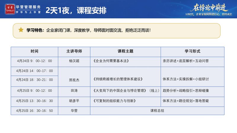 华营2026精品课程 | 在悖论中前进 | AI时代企业家如何构建信心 | 深圳4月24-25日