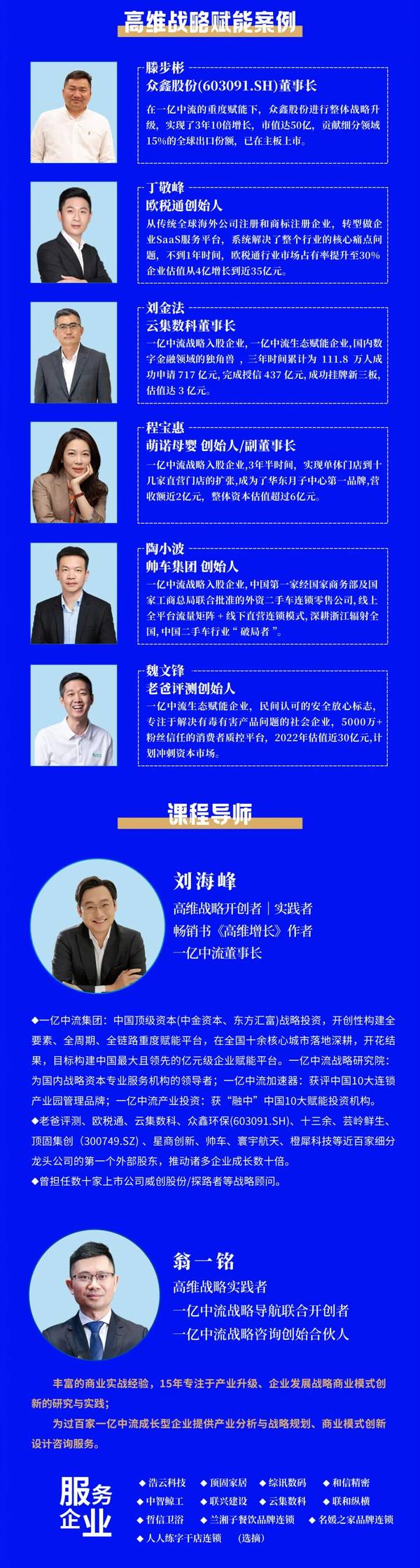 1亿中流 | 高维战略 | 刘海峰/翁一铭 | 杭州 | 5月14-15日 | 第87期