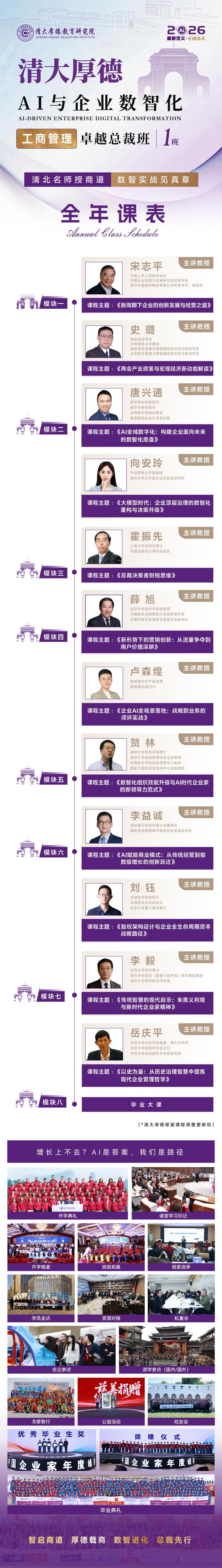 清大厚德 | AI与企业数智化工商管理卓越总裁班 | 宋志平/史璐/唐兴通 | 2026年全年课表