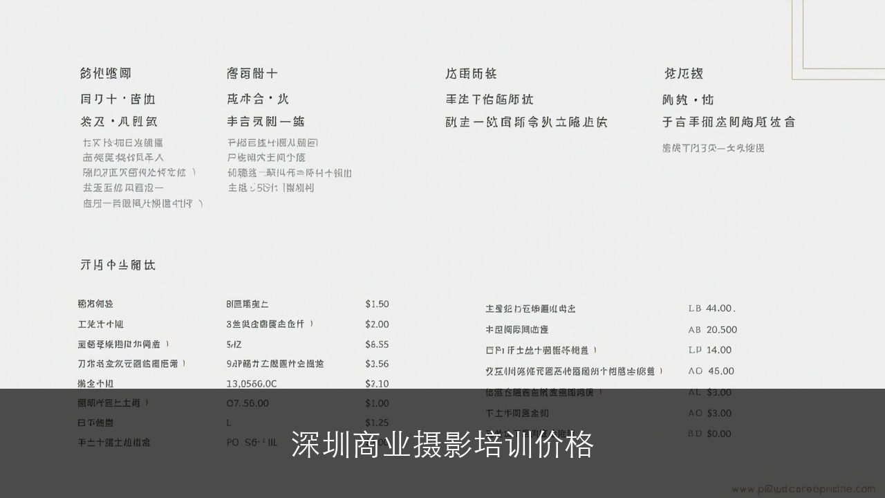 深圳商业摄影培训价格