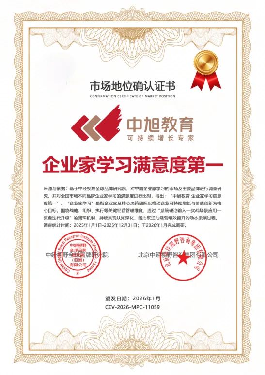 中旭教育获评企业家学习满意度第一：赋能企业增长破局